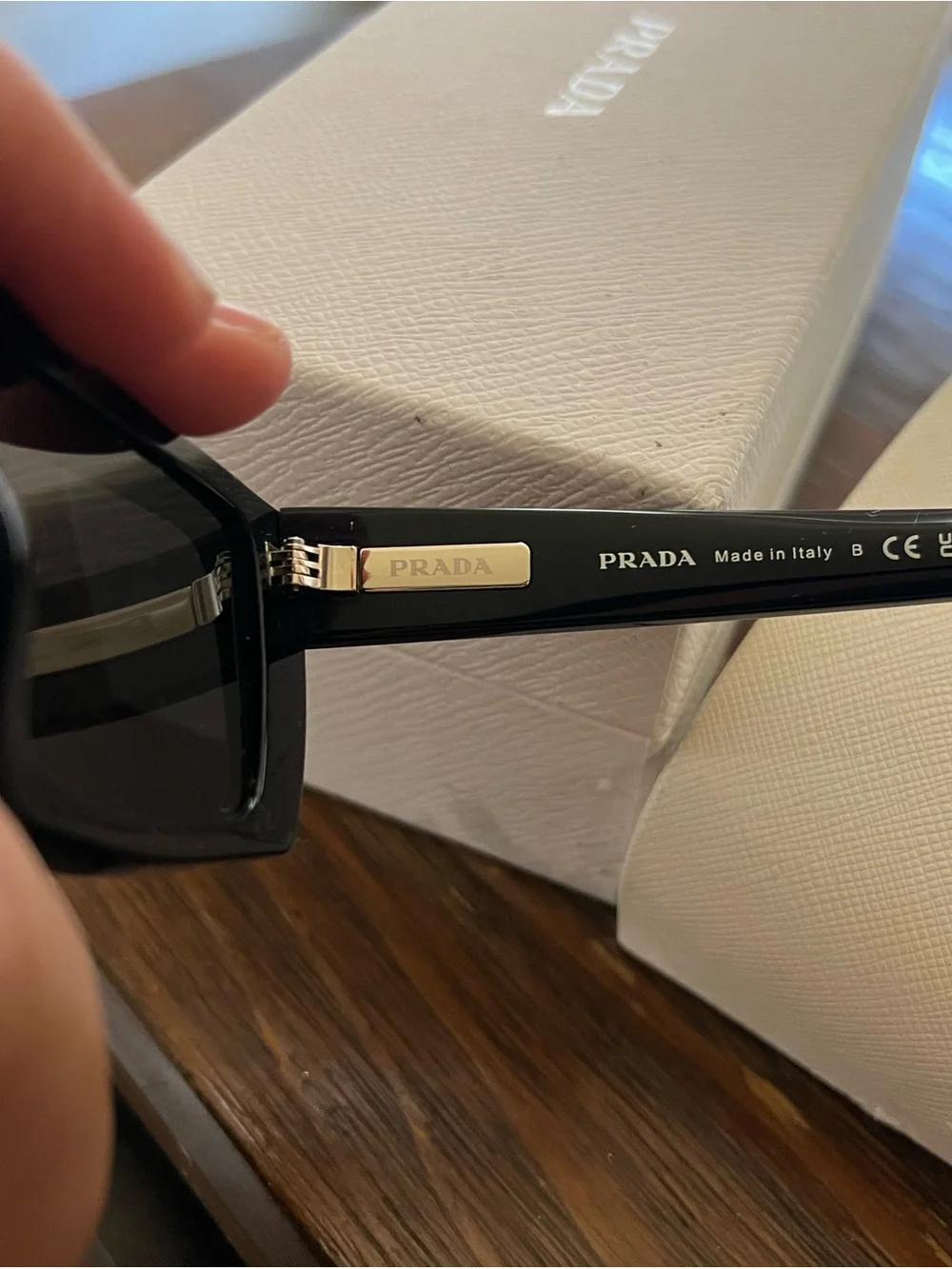 Prada Glossy Black Chunky Rectangular Sunglasses